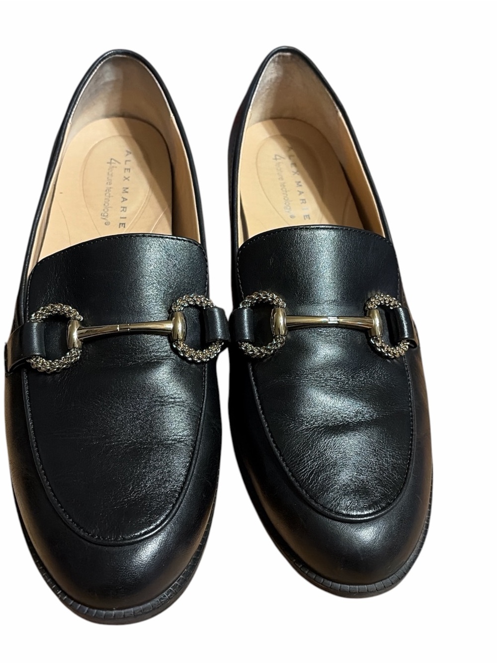 Alex Marie Black Leather Horsebit Loafers